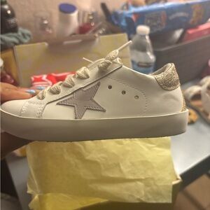 Golden Goose White and Gold Star Sneakers